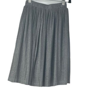 Kidichic Girls sz 10 Metallic Silver Pleated Aline Cotton Shimmer Soft Skirt